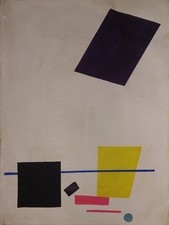 Kasimir Malewitsch signiertes suprematistisches Ölgemälde auf Leinwand -...