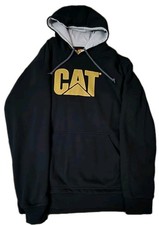    CAT Caterpillar Machinery Hoodie Sweatshirt Pullover Mens XL Black Pockets