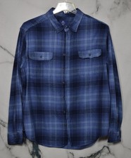 GEORGE Mens Blue Plaid Flannel Buttonfront Sh...