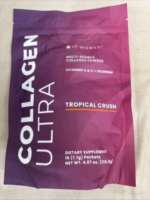 It Works! Multi Source Collagen Powder Tropical Crush 15 Packets New In Package