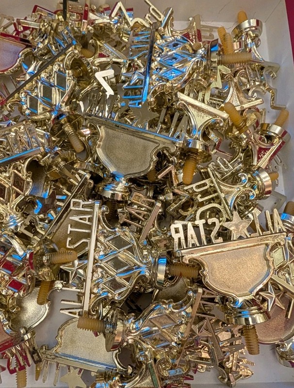 Vtg All Star & Third Place Trophy Cake Topper 3" Plastic Lot As Is
