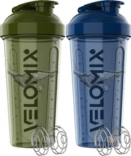-2 Pack- 28 Oz Protein Shaker Bottles for Protein Mixes - 2X Wire Whisk |