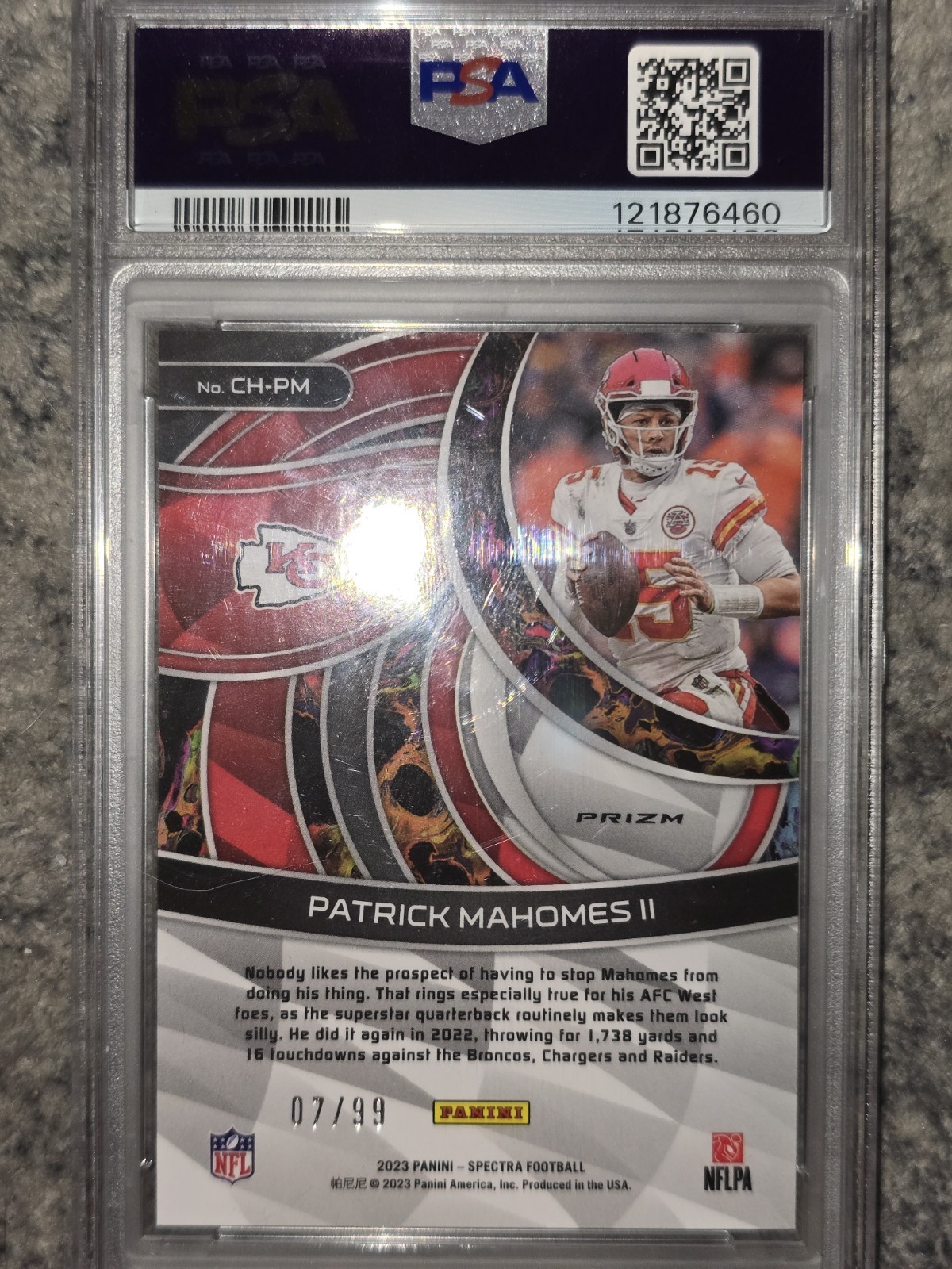2023 Panini Spectra - Chromatic Patrick Mahomes II #CH-PM 07/99 PSA 10 Pop 8 view 7