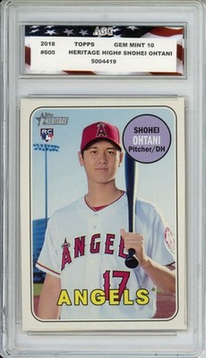 2018 Topps Heritage #600 Shohei Ohtani Rookie Card AGC 10 Gem Mint