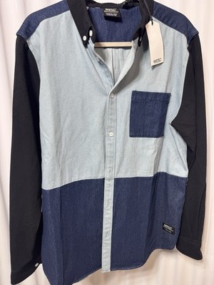 WeSC Unisex Multi Indigo Olavi Blocked Sport Shirt Mens M Women s L  NWT