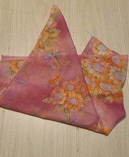 Vintage Pink Sheer Floral Scarf 20x20