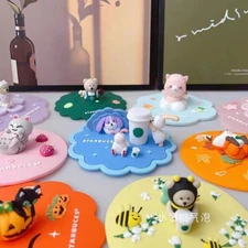 NEW Starbucks Coffee Mugs Silicone Cover Glass Cup Lid Moon Rabbit Sheep Cat Lid