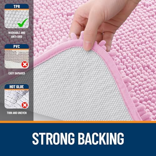 Bathroom Rugs 47x20, Extra Soft Absorbent Chenille Bath Rugs, 47" x 20" Pink - Picture 7 of 13