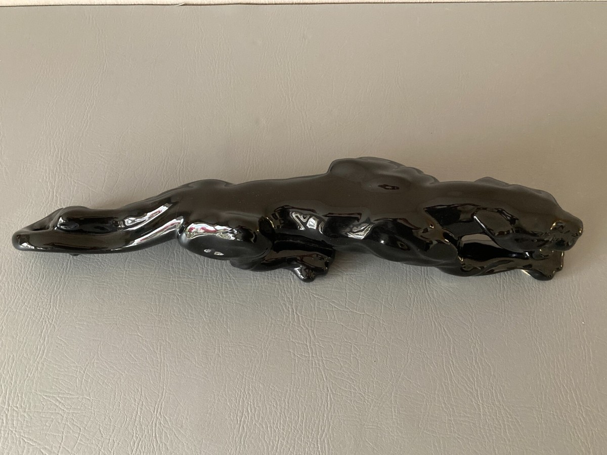 Vintage Black Panther Ceramic Stalking Figure Statue 24