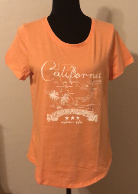 California Tshirt Peach And White 18  P2P 25  Length 60% Cotton NWOTLadies Small