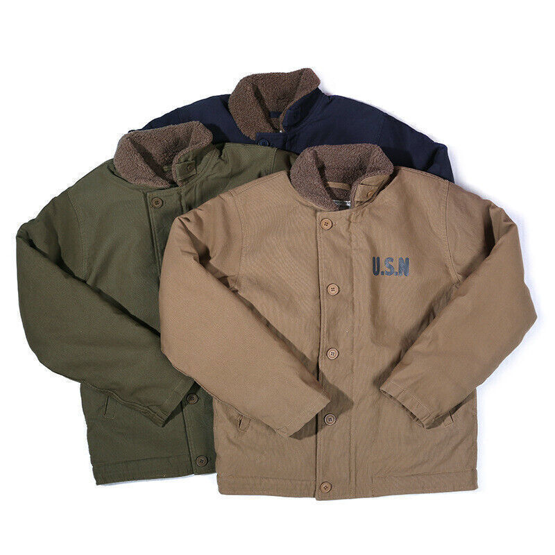 Men's USN N-1 Deck Jacket Vintage Military Flight Jacket Winter