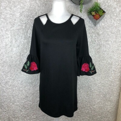 Embroidered Cold Shoulder Sweatshirt Dress Size XS Francesca s Alya
