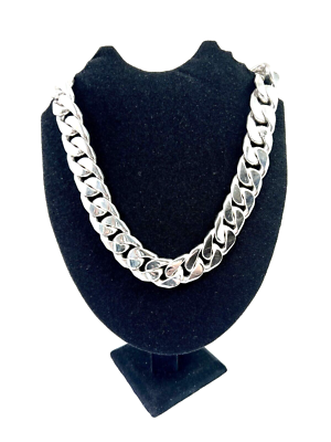 Big Taxco, Mexican 925 Sterling Silver Cuban Chain Necklace. 545 g