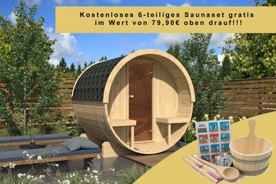 Finn Art Fasssauna Alvi 1 Bausatz 200/204 Gartensauna Außensauna Saunafass