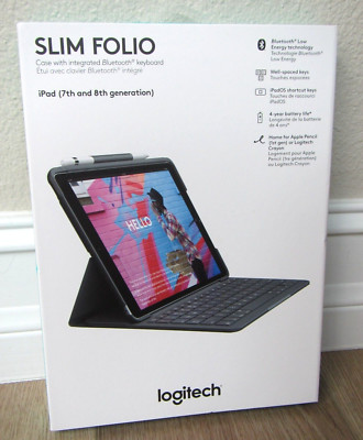 NEW LOGITECH SLIM FOLIO IPAD 7TH 8TH GENERATION 7 8 GEN CASE KEYBOARD BLUETOOTH