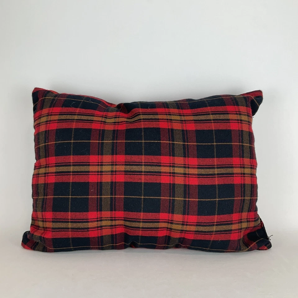 Almohada de viaje Will Leather Goods Outlander a cuadros EE. UU. 13"x10" roja/negra a cuadros usada en excelente estado Foto 4 de 4