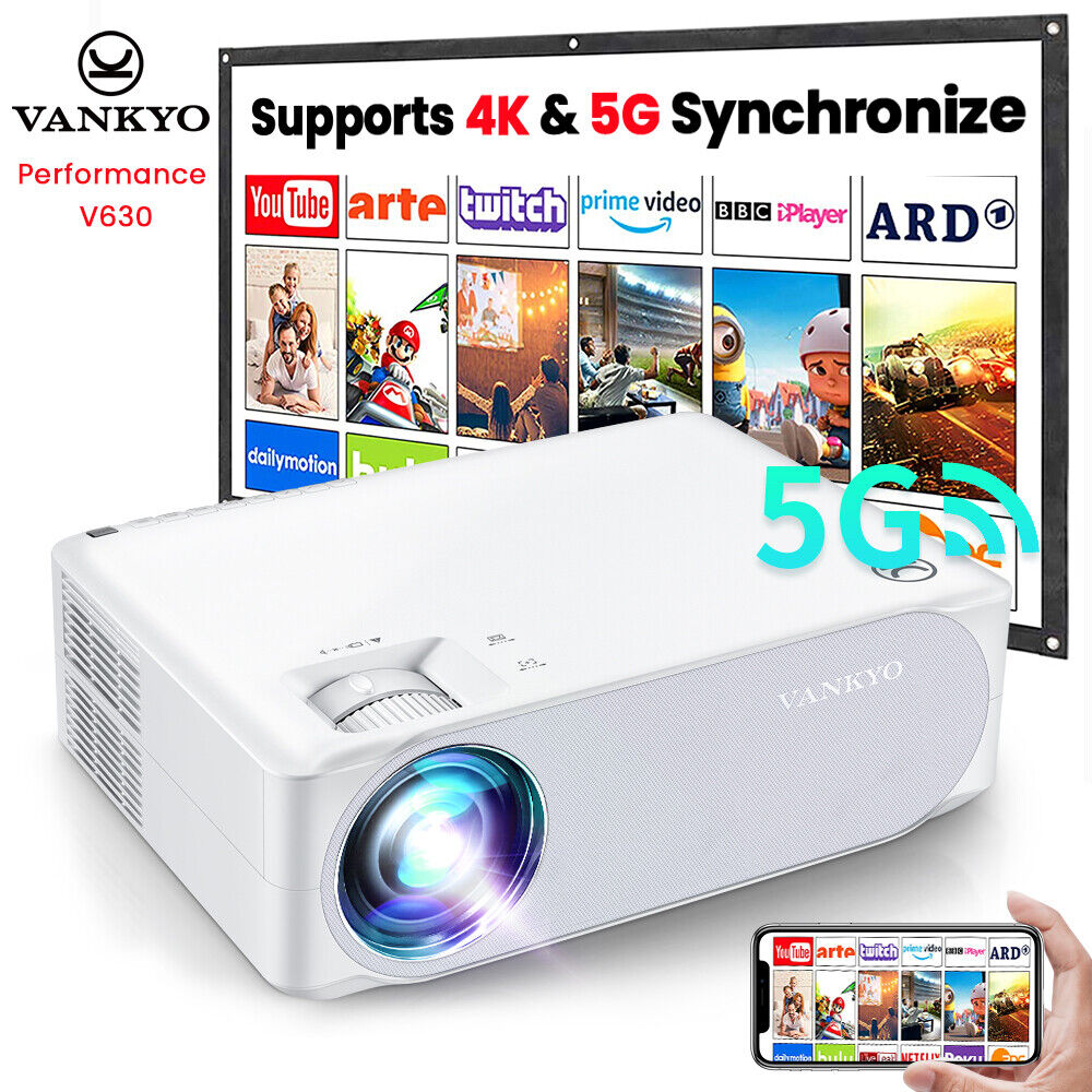4K Projector 15000Lumens 1080P 5G WiFi Bluetooth Video Home Theater 400" Display