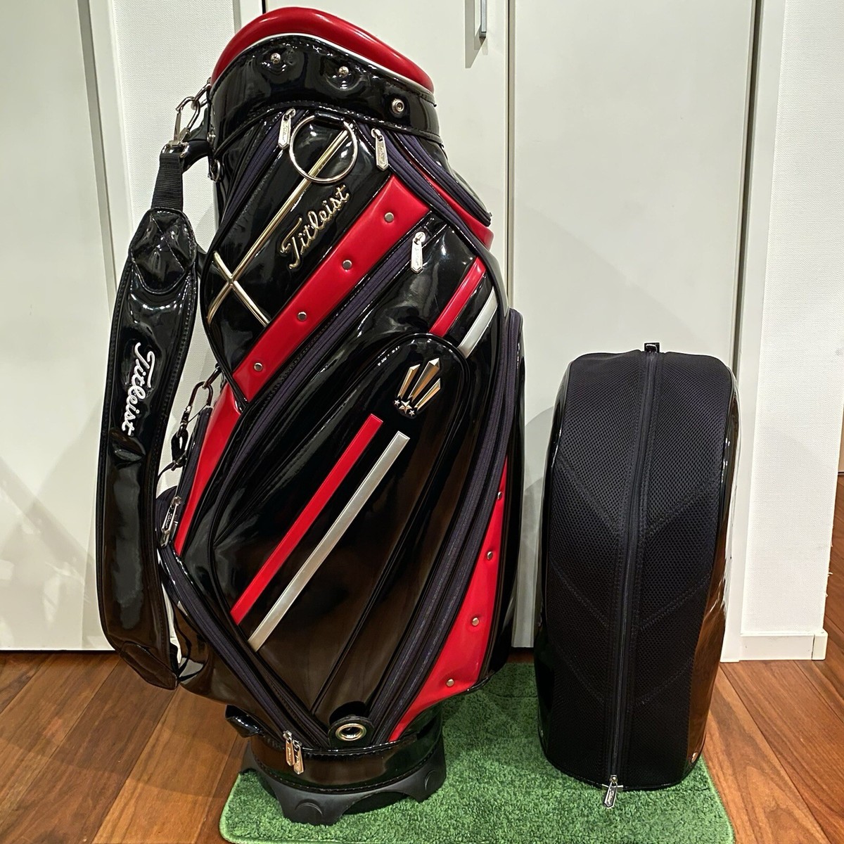 Titleist enamel black golf bag carry cart caddy bag rare japan