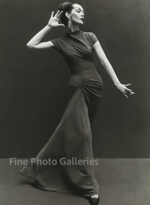 1955 Vintage RICHARD AVEDON Paris Female Fashion Evening Dress Duotone Photo Art