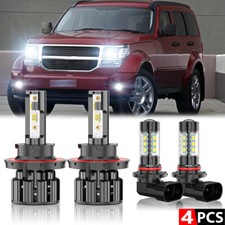For Dodge Nitro 2007-2009 6000k 4pc Led Headlights Highlowfog Bulbs Combo Kit For Dodge Nitro 2007-2009 6000k 4pc Led Headlights Highlowfog Bulbs Combo Kit