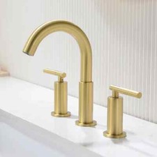 3 Holes Double Handles bathroom Sink Faucet Mixer tap Knurling Widespread Faucet