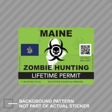 Zombie Maine State Hunting Permit Sticker Decal Vinyl Me Zombie Maine State Hunting Permit Sticker Decal Vinyl Me