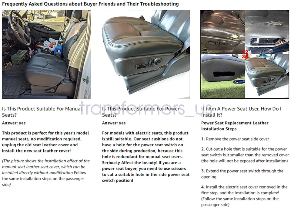 Cubierta de asiento de cuero gris 922 para GMC Sierra 1500 2500 2004 2005 2006 Foto 2 de 4