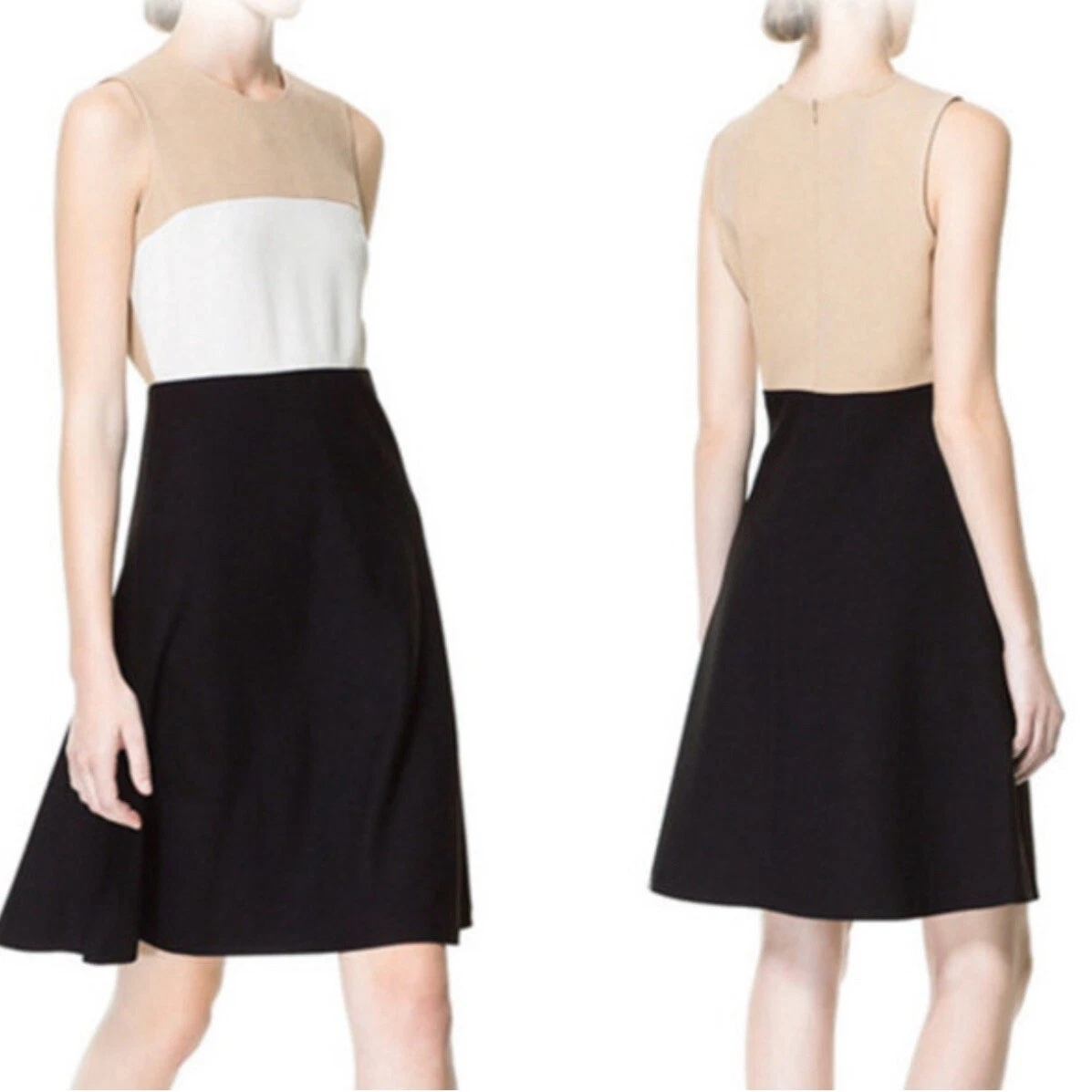 Zara white dress clearance with black line