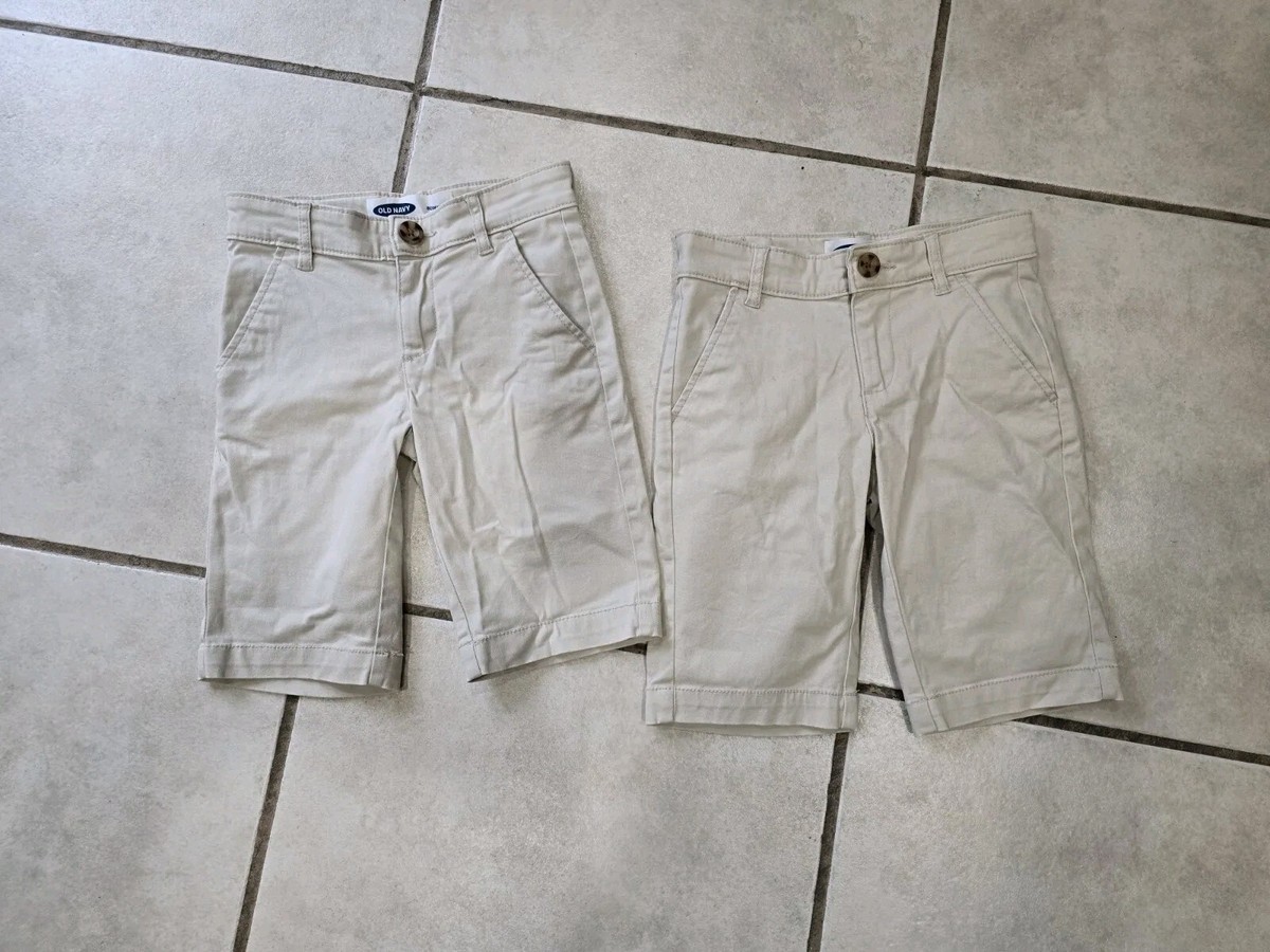 2x Old Navy 8M SMALL Girls Boys Beige Shorts Kid's Uniform Shorts Khaki  School