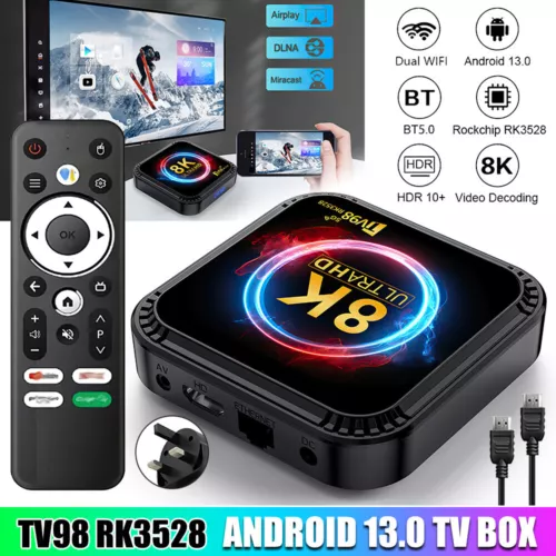 NEW Android 13 TV Box 2.4G& 5G Quad Core 8K HD Smart TV98 Bluetooth Media Player - Picture 20 of 20