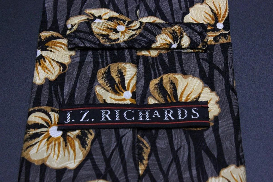 JZ RICHARDS Silk Tie. Brown Floral Foto 3 de 4