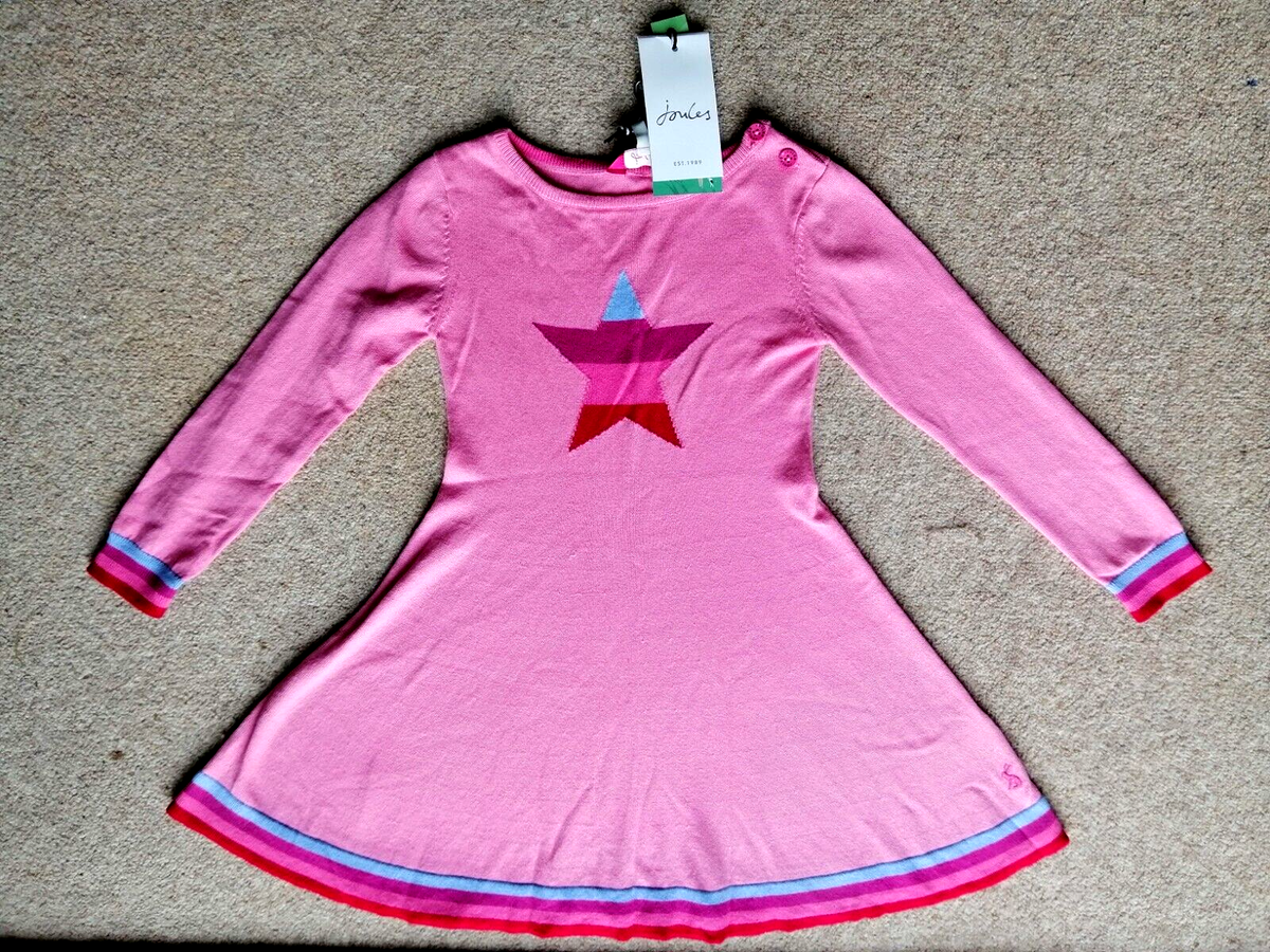 Joules Pink Knitted Star Dress years /110cm New With Tag UK
