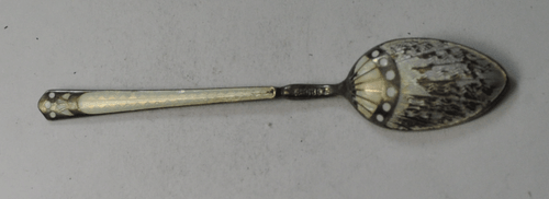 Sterling Silver Swedish White Iridescent White Enamel Spoon 4" - Picture 4 of 4