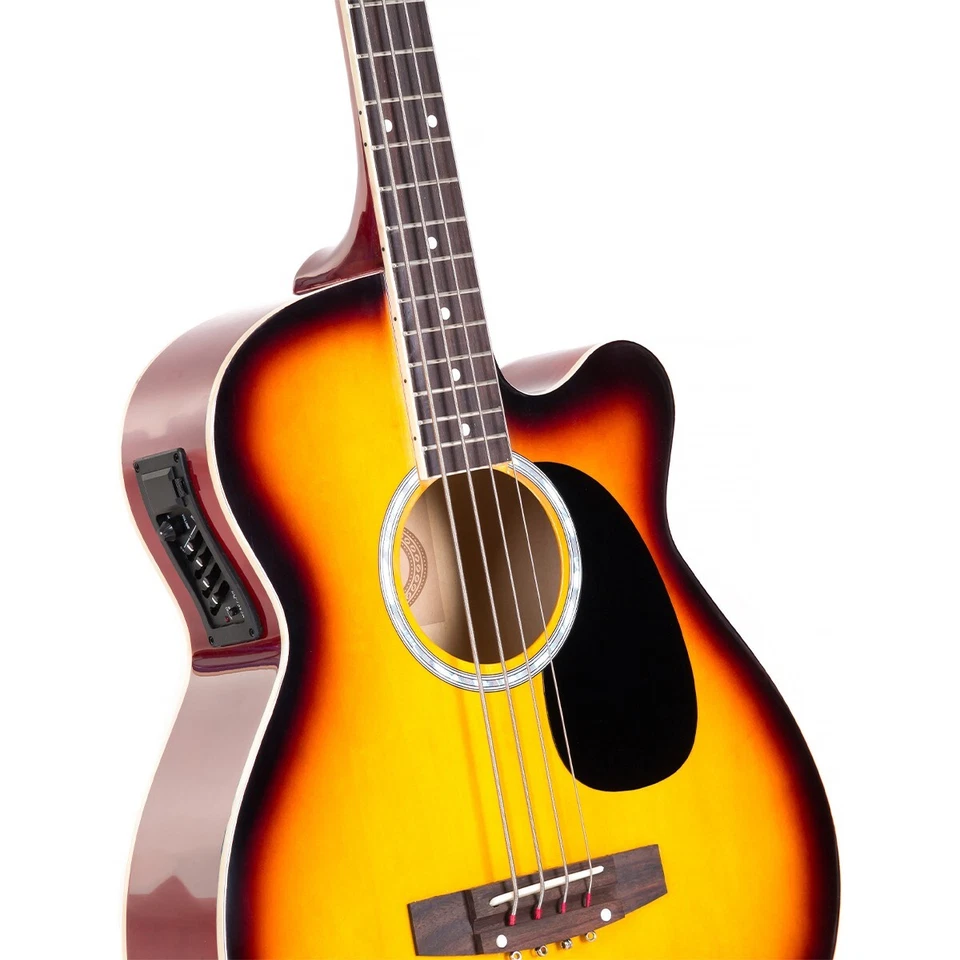 Karrera 43 Inch Acoustic Bass Guitar Natural Wood 4 String 4 Band Sunburst - image 2 of 4