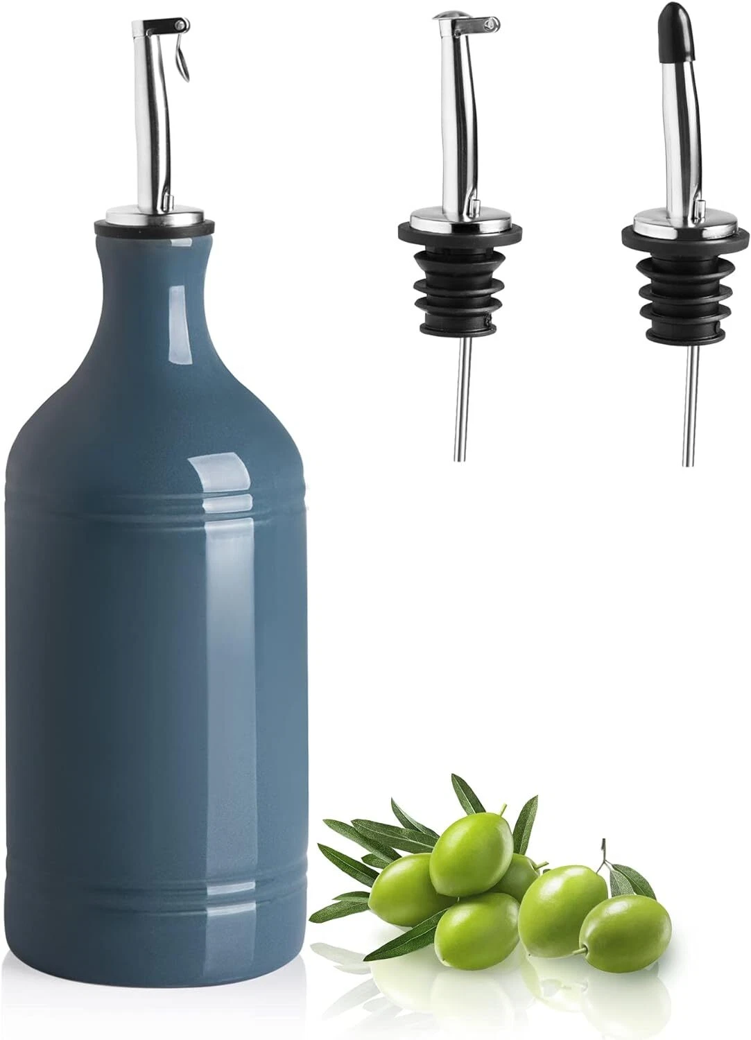 Ceramic Olive Oil Dispenser Bottle, Opaque Oil Cruet Protects Oil To Red