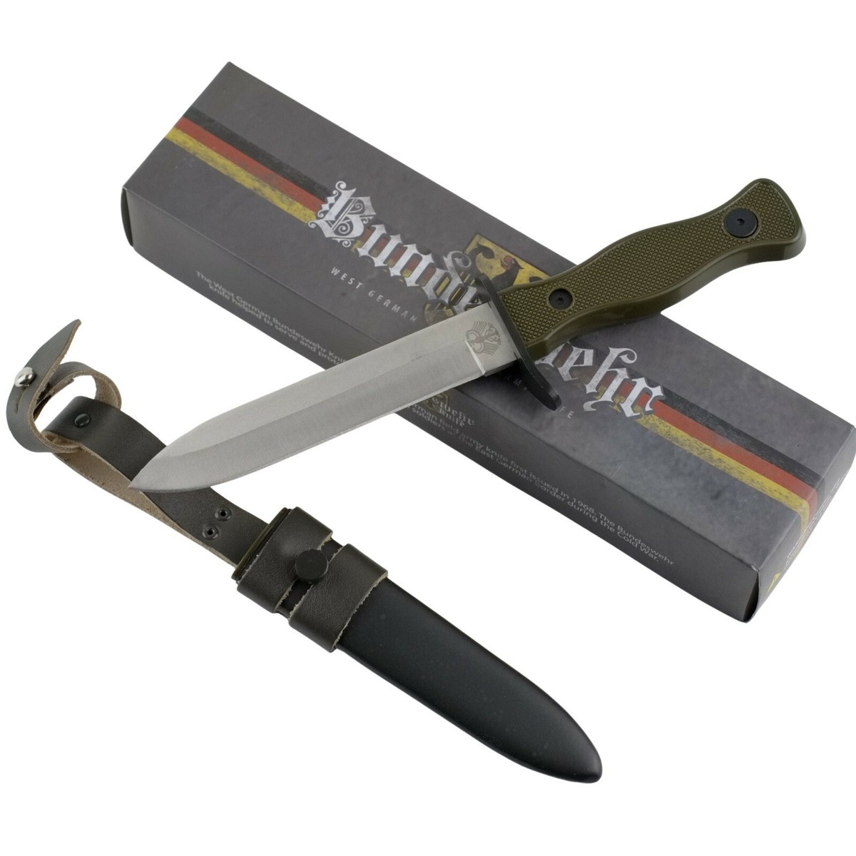 AB Pelle de champ multifonction 3 pièces de la Bundeswehr allemande avec étui et scie (olive