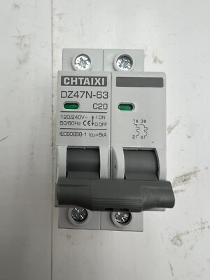 Chtaixi Circuit Breaker DZ47N-63 C20 2 Pole 120/240V 50/60Hz | eBay