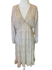 Cottagecore Prairiecore Midi Dress High Low Hippy Boho Sz Large Mocha Ruffled