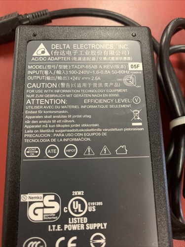 Delta TADP-65AB 100-240v Power Supply 01750151330 Tpg Thermal Printer 3 Prong - Picture 3 of 4