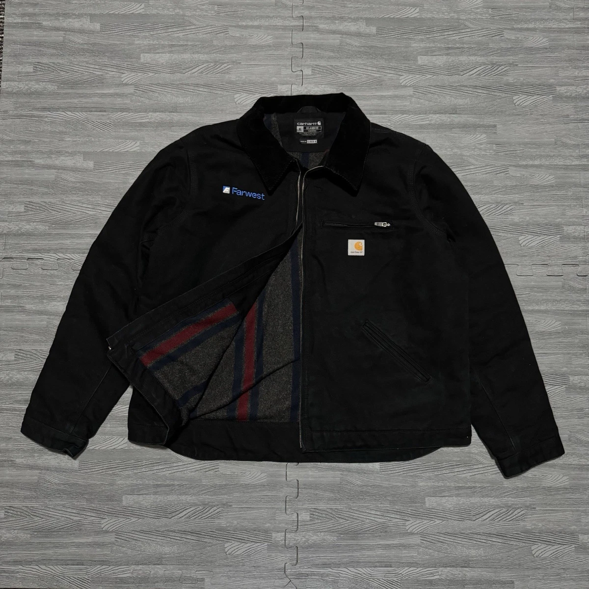 [希少] J64CMT carhartt DetroitJacket USA製 VTG Carhartt Detroit Jacket J64 PTL Size 2XL Navy Blue Blanket