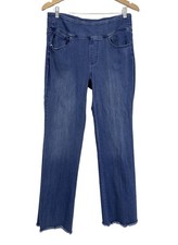 Belle by Kim Gravel Tripleluxe Straight Leg Raw Hem Jeans 14 Pull On Stretch