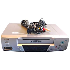 Sanyo VWM-390 4-Head Hi-Fi VHS VCR Player w/ Remote & AV Cables Tested Works
