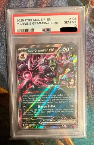 Pokémon 2025 SV DRI-EN Destined Rivals Marnie's Grimmsnarl EX 136/182 PSA 10 Gem