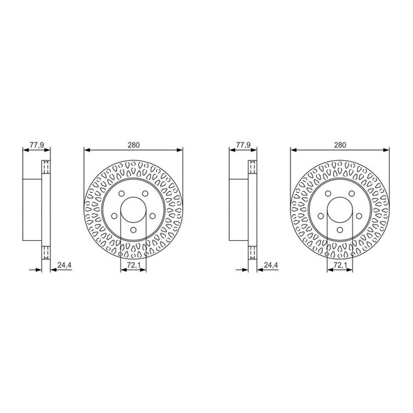 2X Bosch Bremsscheiben Ø280Mm Vorne Passend FüR Jeep Cherokee Wrangler | 0 986 4-image