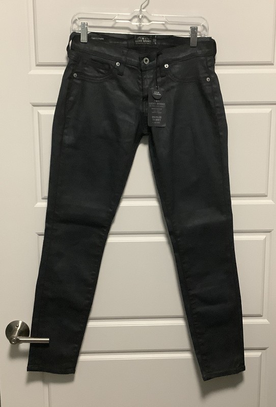 NWT Lucky Brand Charlie Skinny Low Rise Wax Coated Black Jeans Women’s 6/28x29