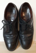 Vtg Florsheim Executive Imperials Longwing Derby Shoes 8.5 E Black Leather USA