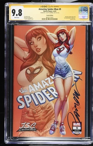 AMAZING SPIDER-MAN #9 MARVEL 2025 J SCOTT CAMPBELL VARIANT SIGNED CGC SS 9.8 NM