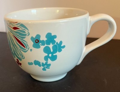 IKEA Bullra 15199 Coffee Mug Cup Large 16 oz Turquoise Floral Flowers