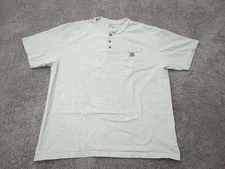 Carhartt Henley Shirt Mens 2XL Gray Workwear Pocket Short Sleeve Heavyweight