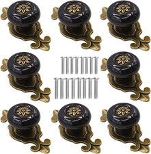 Retro Ceramic Cabinet Knobs, 8 Pack Antique Vintage Dresser Knobs with Backpla